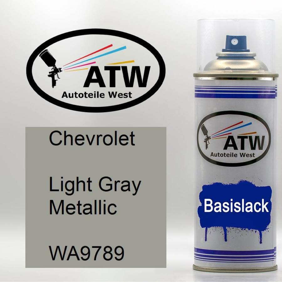 Chevrolet, Light Gray Metallic, WA9789: 400ml Sprühdose, von ATW Autoteile West.